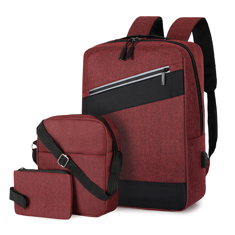 A new cross-border casual men's backpack set of three pieces, simple business computer backpack, fashionable and trendy student schoolbag Specification drawing