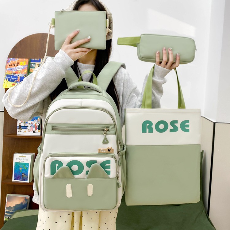 A new high-appeal, large-capacity, lightweight and cute backpack set for girls in primary, middle and high school details Picture