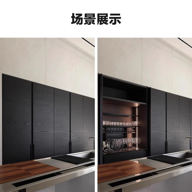 Hidden door, track wardrobe, TV cabinet, revolving door, slide rail, invisible butterfly pocket, side plug butterfly door, hardware accessories details Picture