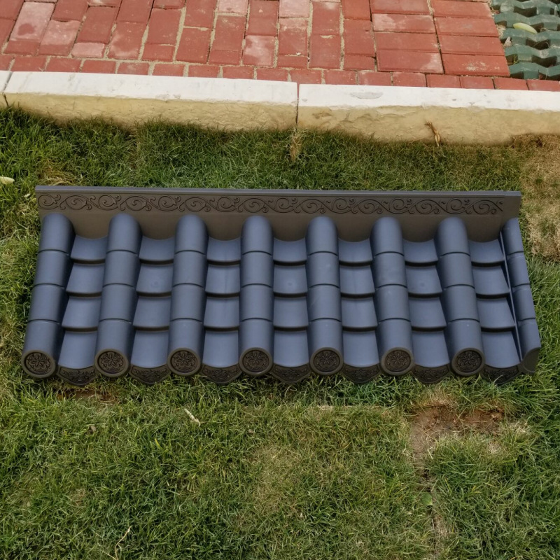 Antique tiles, resin tiles, integrated Chinese-style eaves decoration, plastic small blue tiles, fake storefronts, ancient building fences, glazed tiles Application Scenario