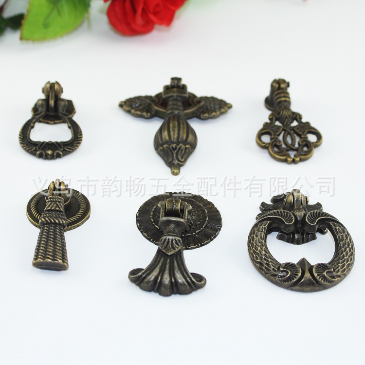 6 types of alloy drawer handles, antique handles, cabinet handles, Chinese classical handles, single-hole handles, counter handles details Picture