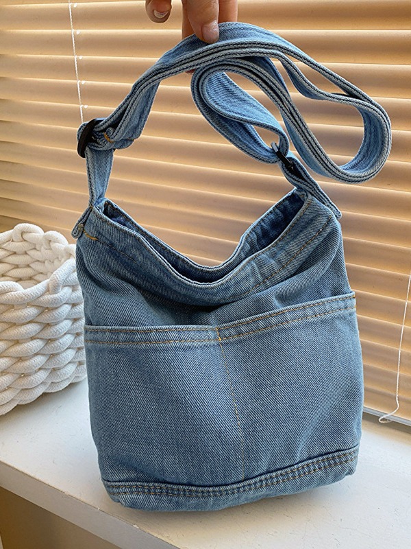 ins denim phone bag, Korean style fashionable single-shoulder bag, Japanese style simple and retro crossbody bag, artistic style small backpack Application Scenario