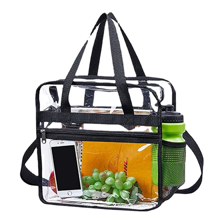 Cross-border PVC transparent large-capacity supermarket shopping bags, single-shoulder hand-carry transparent handbags, travel bags processing and customization Item Picture