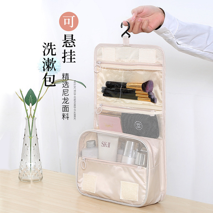Hanging makeup bag, waterproof twill wash bag, large-capacity portable dry and wet separation mesh fabric, high-end makeup bag Specification drawing