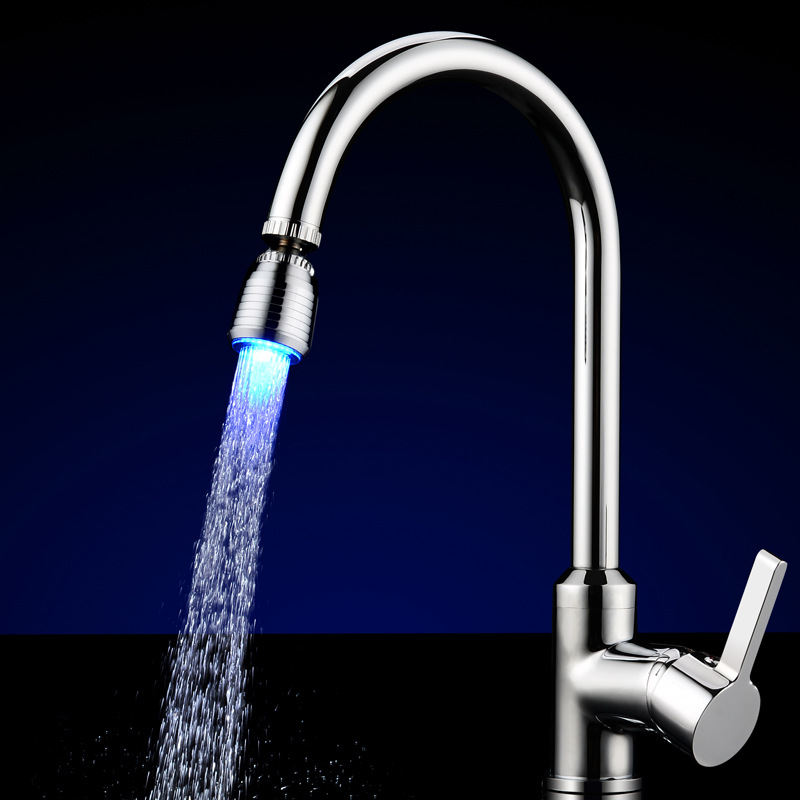 LED rotatable faucet temperature control three-color pulley pattern seven-color color-changing luminous faucet SDF-B16 Specification drawing