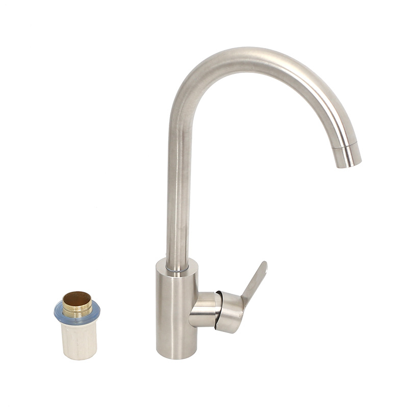 Vertical large three-way stainless steel large bend brushed vegetable basin, hot and cold water faucet, kitchen large sink faucet factory direct sales full figure