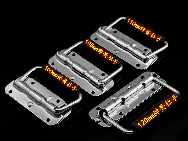 304 stainless steel spring folding handle toolbox, movable handle wooden box, ring handle, industrial equipment box handle details Picture