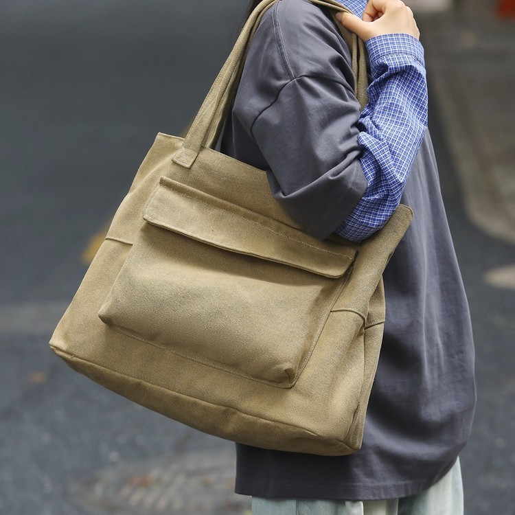 Autumn and winter large-capacity sail handbag, Japanese-style casual and simple commuting bag, suitable for both men and women, versatile and lightweight tote bag details Picture