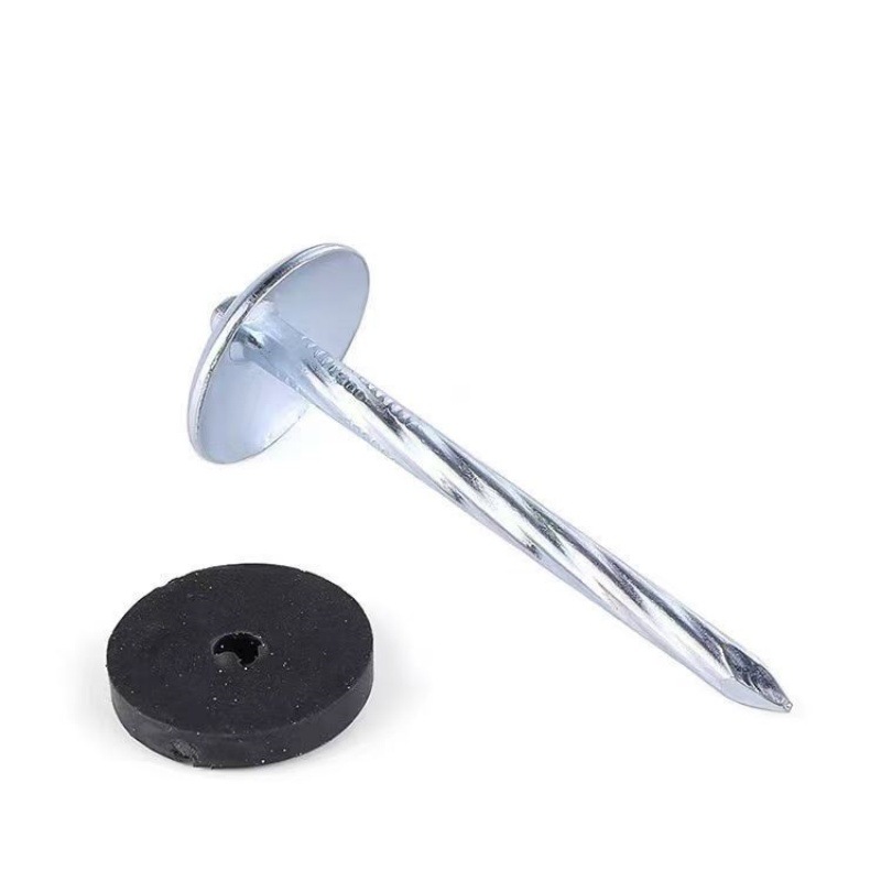 Galvanized corrugated nails, asbestos tiles, color steel tiles, large caps, big heads, round heads, steel nails, special threaded umbrella caps for iron sheets Item Picture