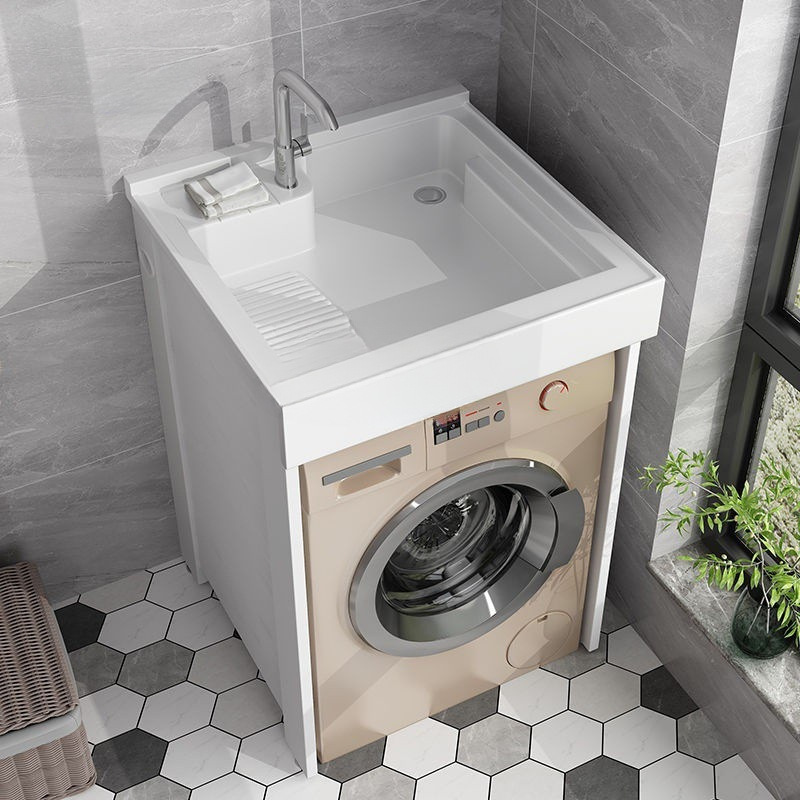 Space aluminum balcony laundry cabinet combination, high and low drum laundry sink, platform with washboard integrated washing wardrobe companion full figure