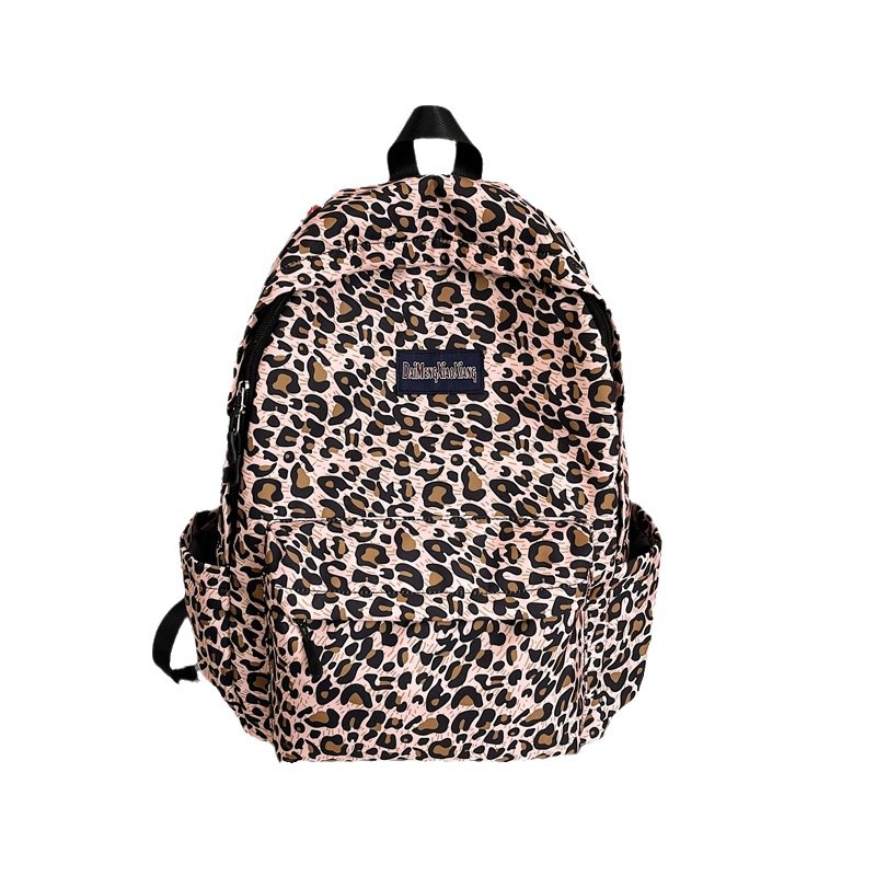 Harajuku-style casual canvas, cow and leopard print backpacks, ins high school and college schoolbags, trendy girls' campus backpacks Item Picture