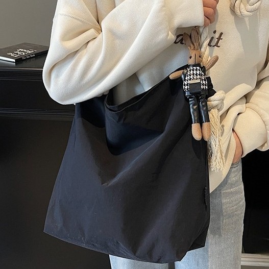 Canvas bag for women with large capacity 2024 new autumn and winter versatile casual single-shoulder crossbody bag for class and commuting tote bag Specification drawing