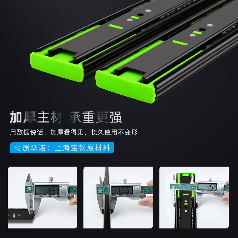 304 stainless steel drawer slide rail, buffer damping, silent thickened wardrobe slide wheel, slide groove guide rail, drawer track details Picture