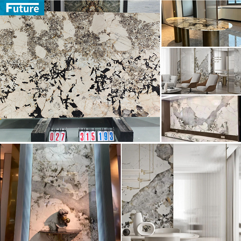 Pandora natural marble luxury stone colorful living room background wall, modern tea table island and dining table top rock plate Item Picture