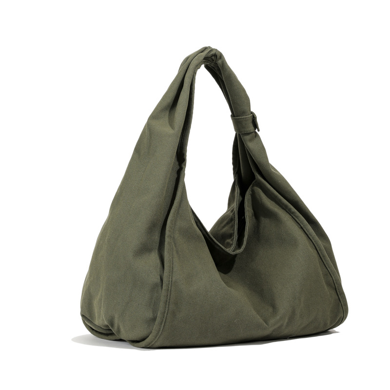 Japanese-style simple washed canvas bag, ins large-capacity artistic retro hand-held shoulder bag, student tote bag for class Item Picture