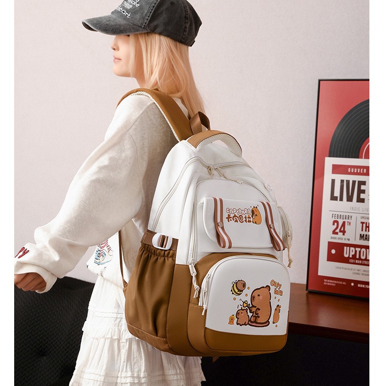 New Kapibala backpack for primary and middle school students, high appearance level, lightweight and large capacity, one-piece consignment full figure
