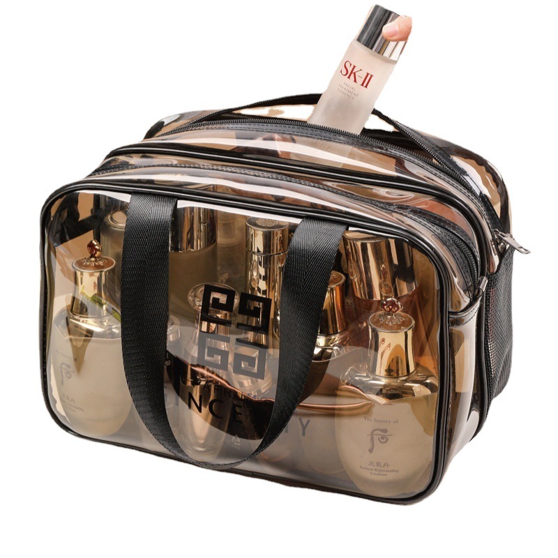 PVC double-layer dry-wet separation swimming bag, thickened transparent waterproof fitness bag, 2021 new style toiletries and makeup bag Item Picture