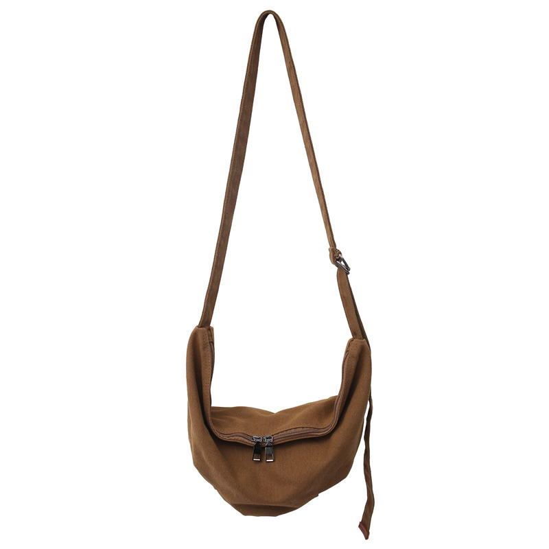 Canvas bag for women, 2021 new style Korean version Japanese Harajuku dumpling bag, trendy Instagram influencers, single-shoulder crossbody small bag Item Picture