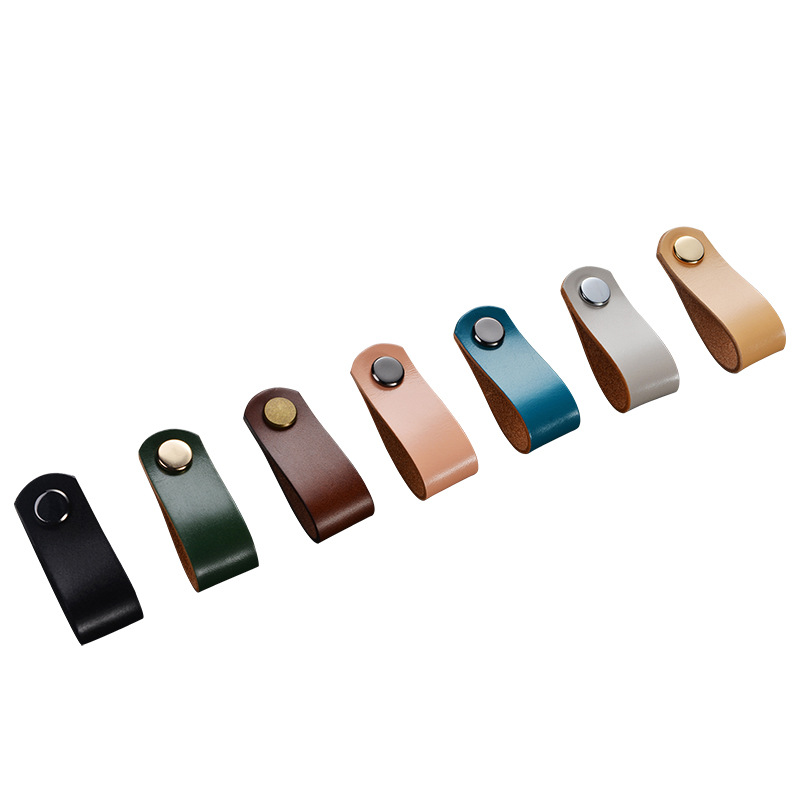 Cross-border shipping of Nordic cowhide small handles for wardrobes, drawers and cabinets, door leather handles, vegetable-tanned leather and genuine leather handles Application Scenario