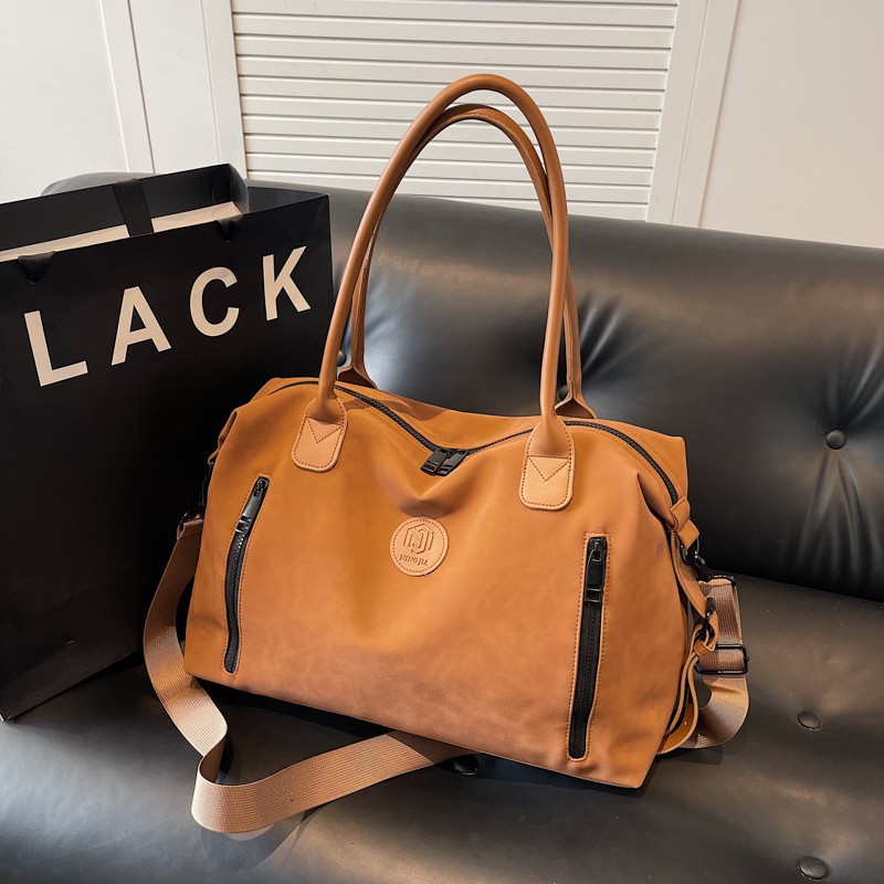 New cross-border pu soft leather travel bag, thickened and durable, casual swimming and fitness bag, simple hand-held crossbody carry-on bag full figure