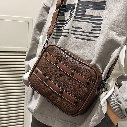 Simple style waterproof backpack, single-shoulder bag, small square bag, single-shoulder street small crossbody bag, outdoor trendy and fashionable crossbody bag details Picture