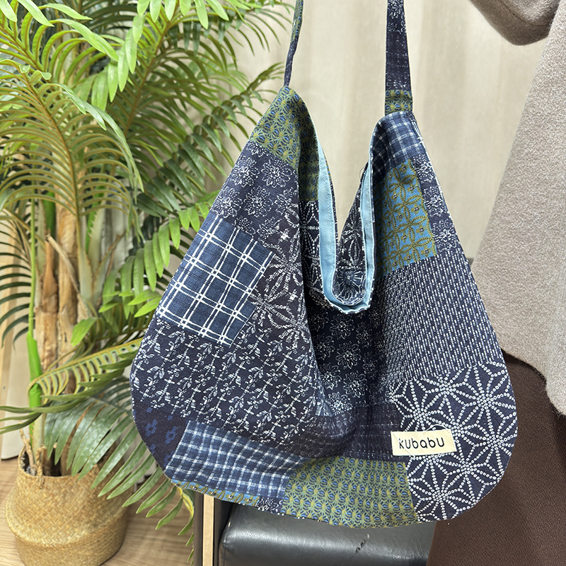 Ethnic art cotton and linen retro ethnic style patchwork printed fabric patchwork single-shoulder crossbody women's forest-themed casual bag full figure