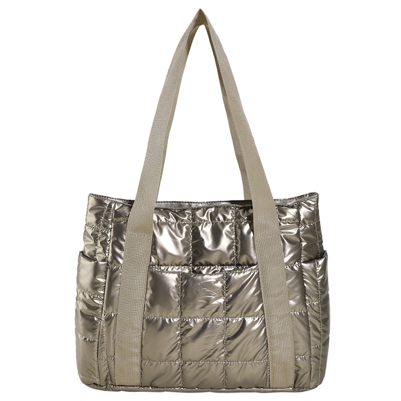 Cross-border stylish handbag, 2025 new style women's ins cotton jacket bag, trendy and fashionable embroidered thread large capacity single-shoulder bag Item Picture