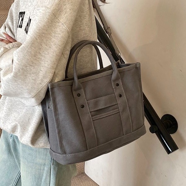Cross-border design women's spring canvas tote handbag, a new high-end single-shoulder crossbody bag for women in 2025 Specification drawing