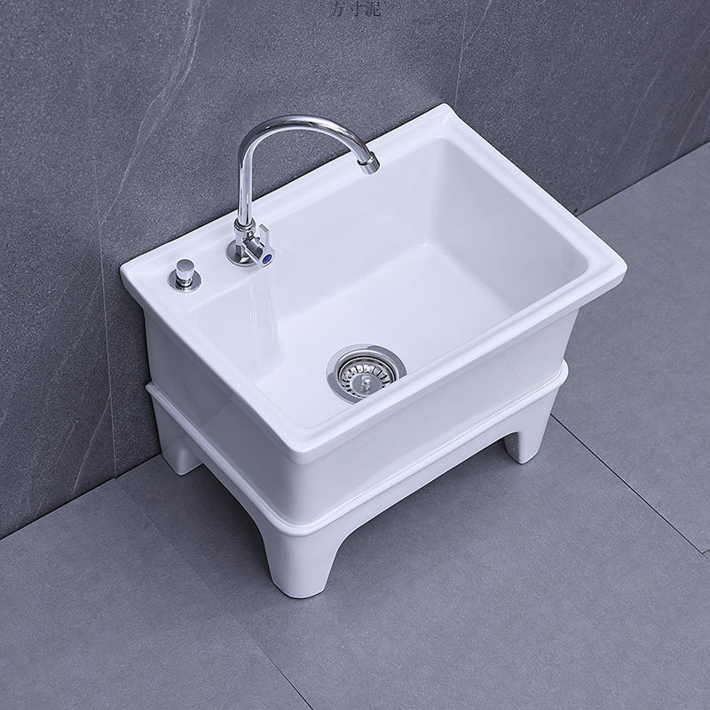 Ceramic mop pool, balcony mop pool, large square long mop, wide mop basin, countertop control automatic drain factory full figure