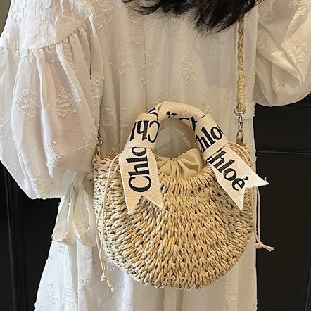 2025 Straw woven bag, stylish girls' handbag, fresh and clean Spring and Summer new vacation style casual beach crossbody bag Specification drawing