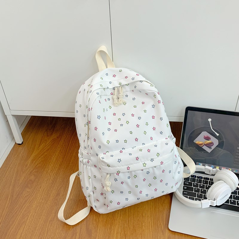 Japanese-style girl's fresh and clean star backpack 2025 New large-capacity high school student backpack, casual single-shoulder bag for girls full figure