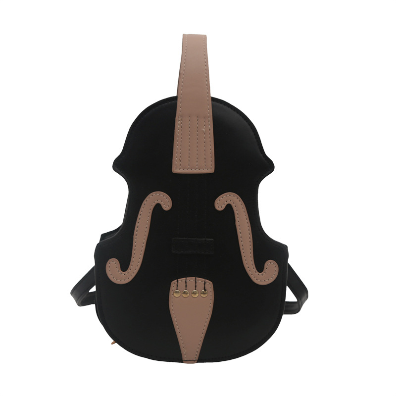 202 Autumn New style organ guitar crossbody bag, European and American violin retro backpack, color-blocking and patchwork commuting bag Item Picture