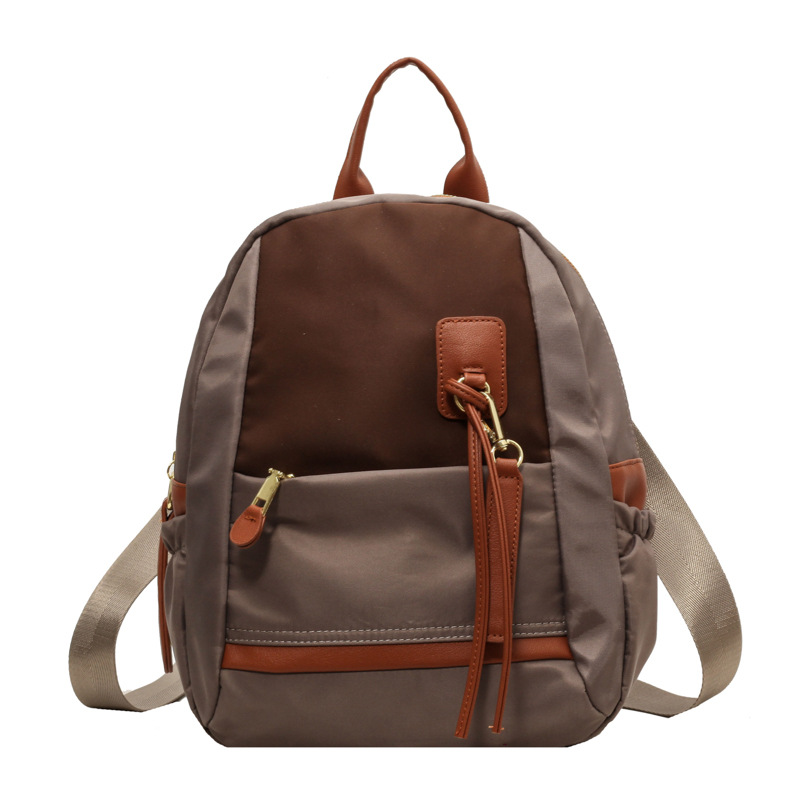 New autumn/Winter 2024 women's Korean version waterproof Oxford fabric small backpack, casual color-blocking travel bag Item Picture