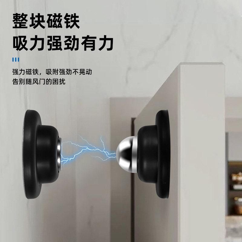 Non-perforated plastic steel door suction, household silicone strong magnetic silent door suction, door bump anti-collision door, wall suction, floor resistance door absorber Specification drawing