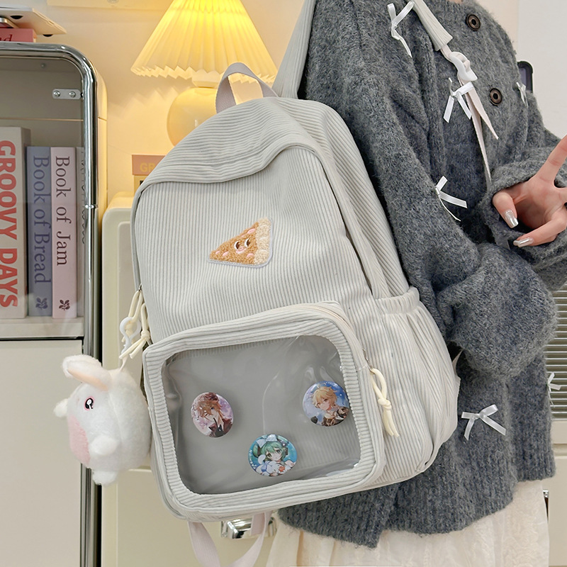 The 2025 new transparent pain bag for girls is a fashionable schoolbag for junior and senior high school students. It is versatile and has a large capacity for travel details Picture