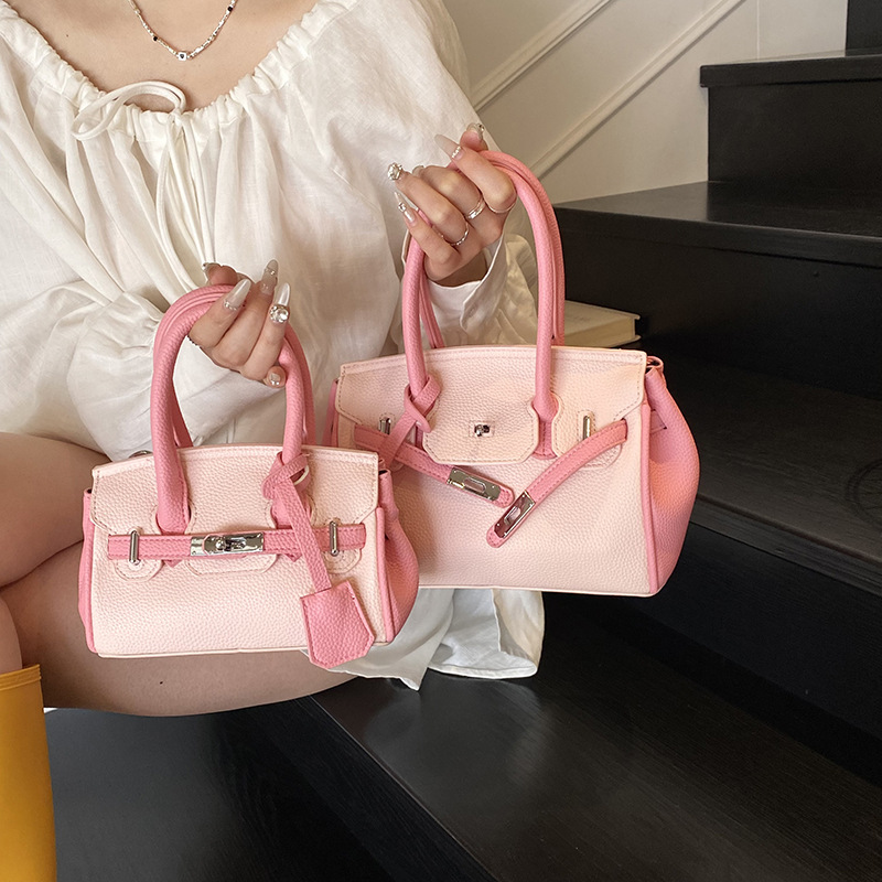 Cross-border fashionable and high-quality hand-held platinum bag, light luxury, simple and versatile shoulder bag, large capacity, elegant and niche tote bag Specification drawing