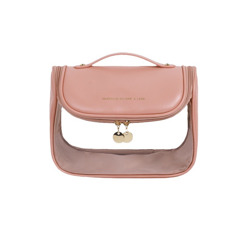 pu hand-held makeup bag, large-capacity portable cosmetics storage bag, multi-functional waterproof toiletry bag, high appearance level curved bag Item Picture