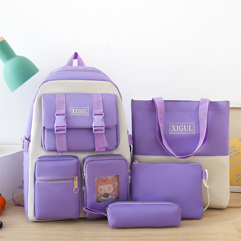 A new Korean version of the schoolbag for primary and secondary school students, a sweet and versatile Japanese-style school backpack set for girls details Picture