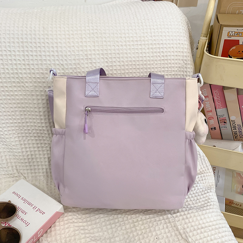 Japanese college Tote single-shoulder crossbody bag, female student class casual bag, large-capacity hand-held tutorial bag, commuting bag Specification drawing