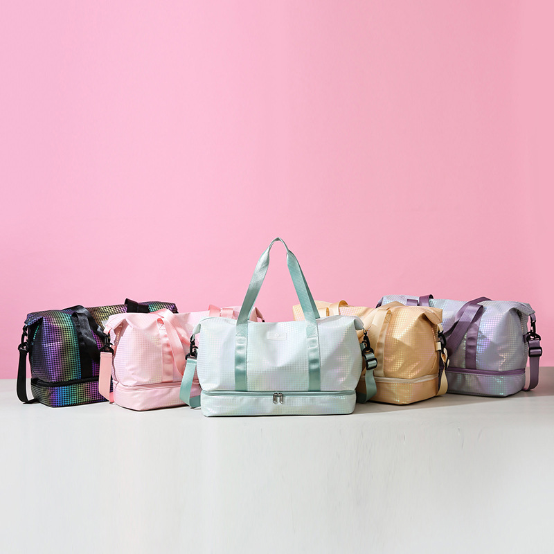 Travel bags, large hand-held bags, women's fashionable outdoor short-distance travel and business trip luggage bags, dry and wet separation sports and fitness bags details Picture