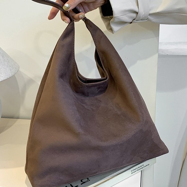 Simple and casual matte suede bag for women, 2024 new early autumn retro single-shoulder bag, high-quality commuting tote bag, large capacity details Picture
