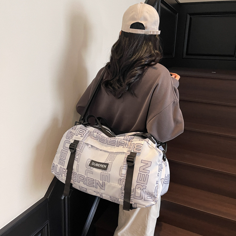 Fashionable printed large-capacity business trip luggage bag, Korean-style cool sports and fitness bag, storage bag for men and women traveling Specification drawing