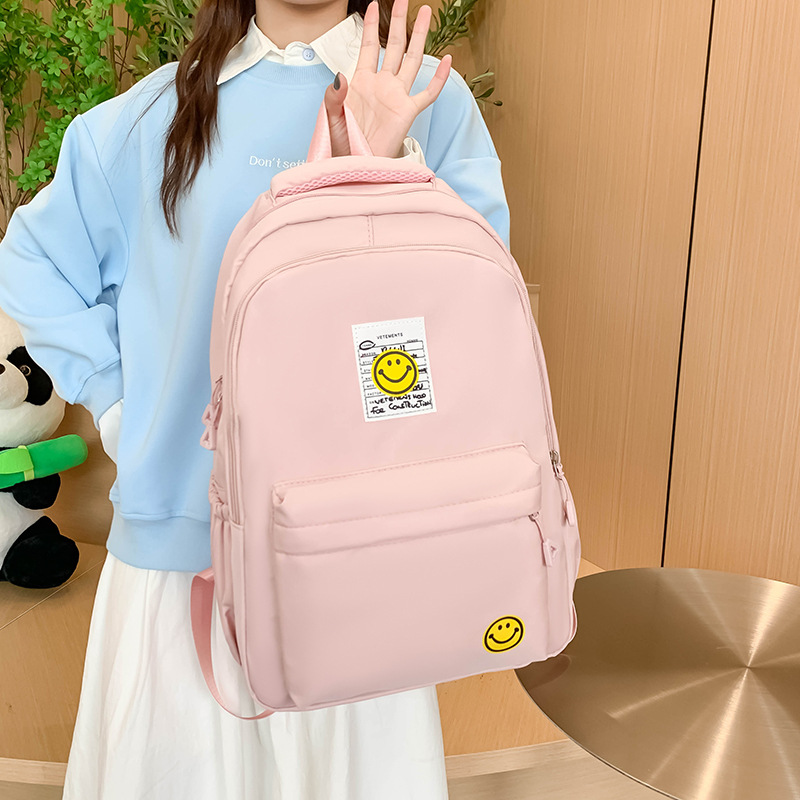 2025 New Japanese-style schoolbag for girls and middle school students, simple solid color, versatile ins fresh forest style backpack details Picture