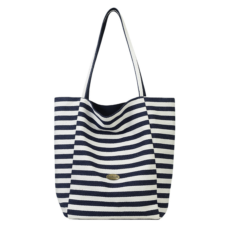 Fashionable single-shoulder large-capacity forest-style retro exquisite canvas bag, new spring and summer checkered style, lazy tote commuting double-sided Item Picture