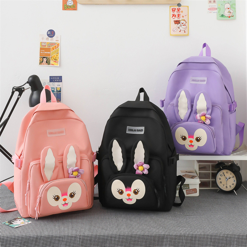 Cute and soft rabbit middle school schoolbag, college style, four-piece set of backpack for junior and senior high school students, and primary school schoolbag Application Scenario