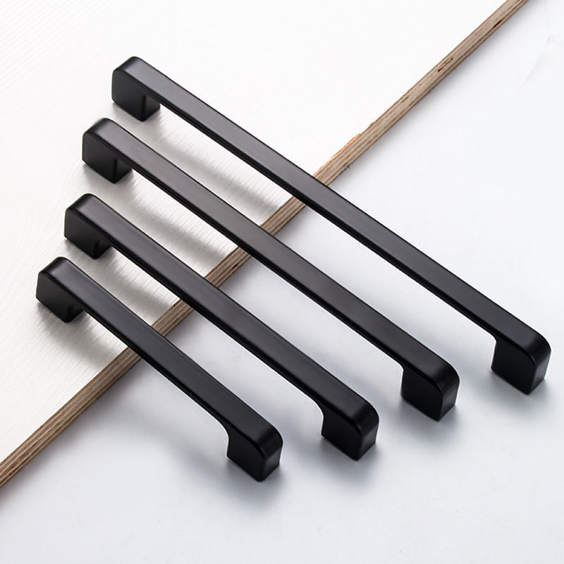 Wholesale of black aluminum alloy thickened solid single-hole handles for cabinets, wardrobe door handles and furniture hardware from the manufacturer Specification drawing