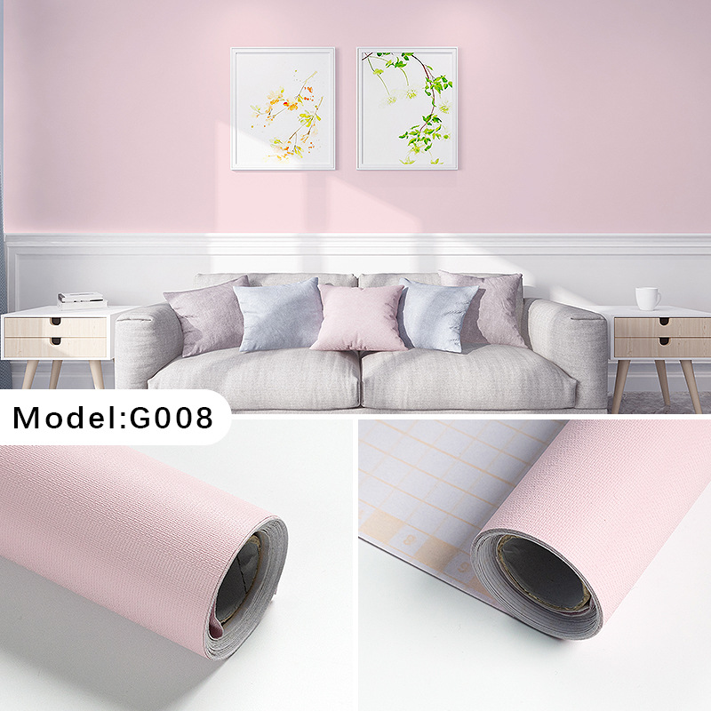 Cross-border wallpaper Solid color macaron PVC self-adhesive wallpaper for bedrooms and dormitories waterproof wallpaper self-adhesive wall stickers details Picture