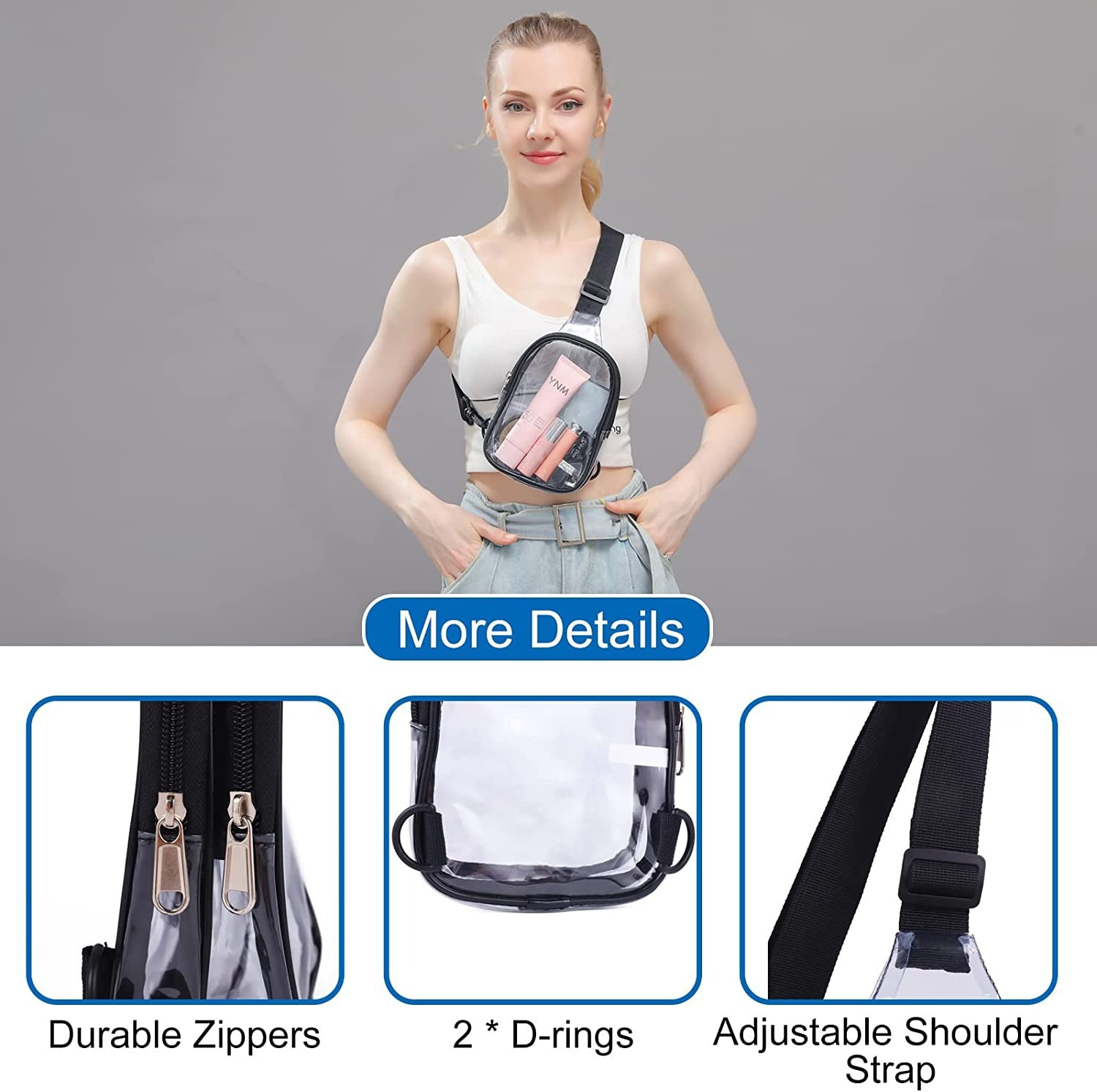 Amazon's new crossbody bag, chest bag, PVC single-shoulder bag, transparent outdoor sports waterproof mini travel crossbody bag Application Scenario