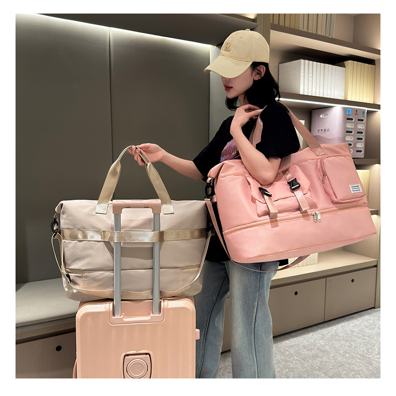New cross-border travel bag, large-capacity multi-functional single-shoulder sports and fitness bag, independent shoe compartment handbag, crossbody bag Specification drawing