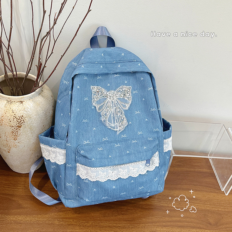 A new Japanese-style niche butterfly double-shoulder junior high school backpack with large capacity 2025 for casual and fashionable college students going out Specification drawing